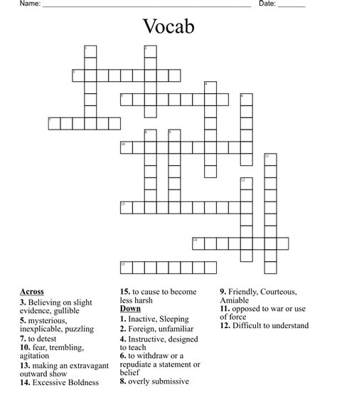 Vocab Crossword Wordmint