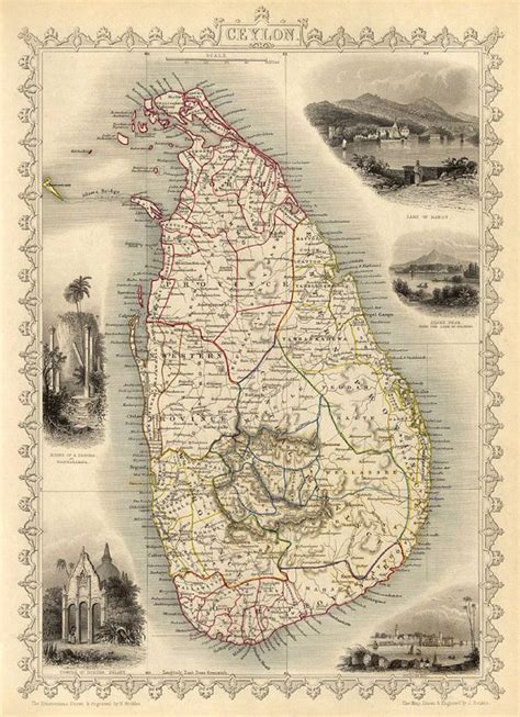 Ceylon Map Sri Lanka Map Old Map Fine Print On Paper Or Etsy Uk Old