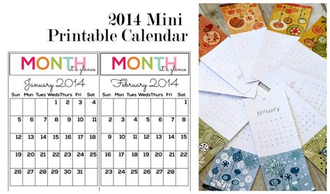 Mini Printable Calendars