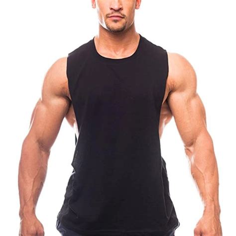 Men S Cut Out Sleeveless Shirt Gyms Stringer Vest Blank Workout T Shirt