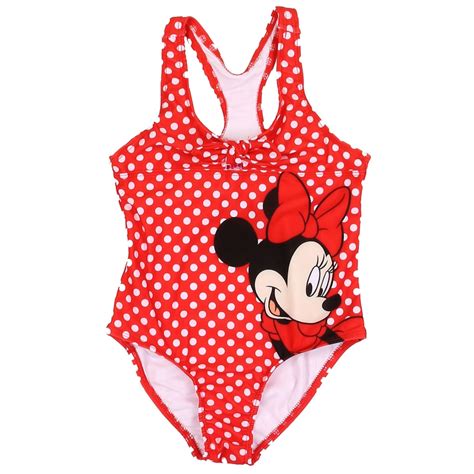 Disney Minnie Mouse Red Polka Dot One Piece Girls Youth Swimsuit Size 4