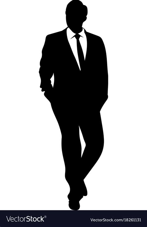 Silhouette Of A Business Man In A Suit Walking Vector Image