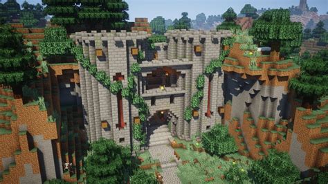 Minecraft Timelapse Medieval Castle Cave Entrance Youtube