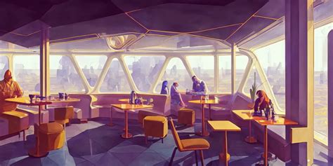 A Beautiful Illustration Of Futuristic Cafe Interior Stable