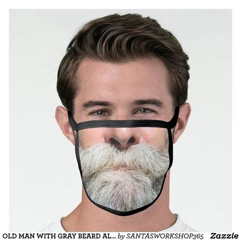 Old Man With Gray Beard All Over Face Mask Grey Bearded