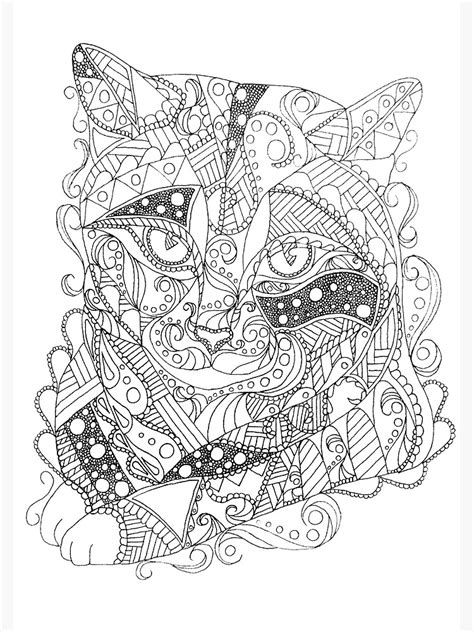 Colorable Cat Abstract Art Adult Coloring Spiral Notebook For Sale By