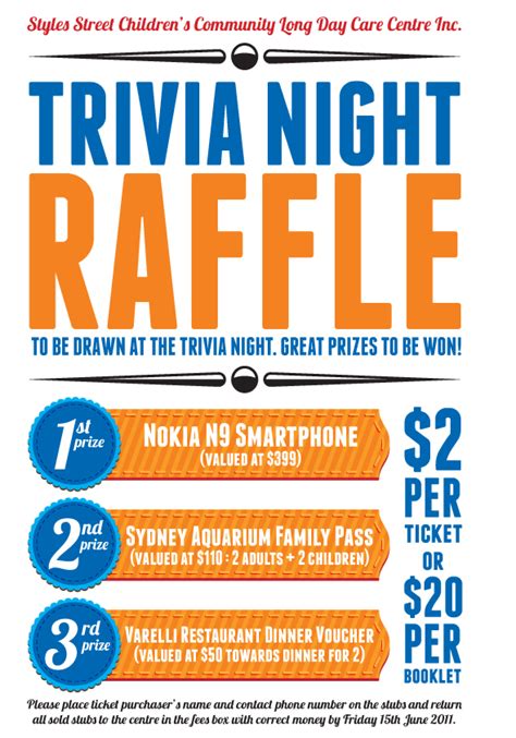 Raffle Poster Trivia Night Spirit Night Fundraiser Spirit Night
