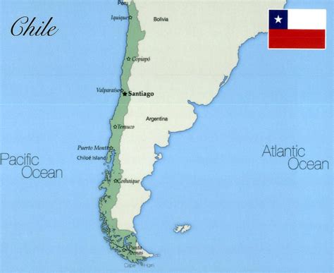 Grande Mapa De Chile Con Principales Ciudades Chile América Del Sur