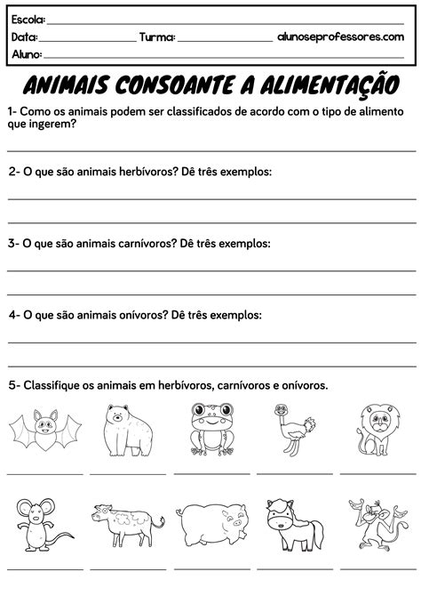 Atividade Alimentação Dos Animais