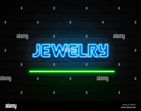 Jewelry Neon Sign Glowing Neon Sign On Brickwall Wall 3d Rendered
