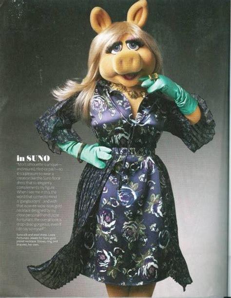 Miss Piggy In Vogue Magazine Wearing The Suno Pleated Tiered Dress