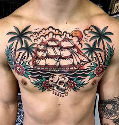 Trad Chest Tattoo