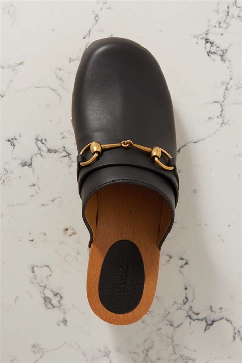 Black Stann Horsebit Detailed Leather Clogs Gucci Net A Porter
