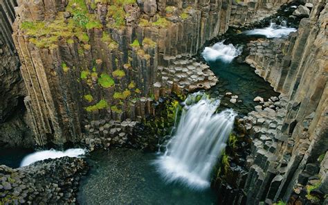 Litlanesfoss Iceland Cascade Waterfall With Stunning Pillars Of