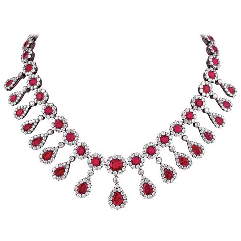 Antique Gold Natural Burmese Ruby Sapphire Necklace At 1stdibs