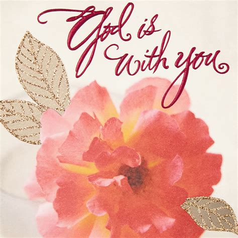 Pink Flower God Is With You Religious Get Well Card Greeting Cards
