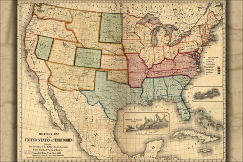 24x36 Gallery Poster Military Map Of The United States 1861 P10
