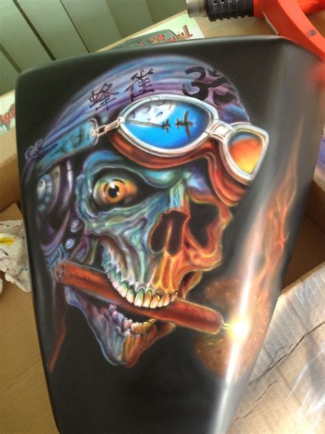 Skull Airbrushed On Bike Cowl Custom Paint Airbrush Art Custom