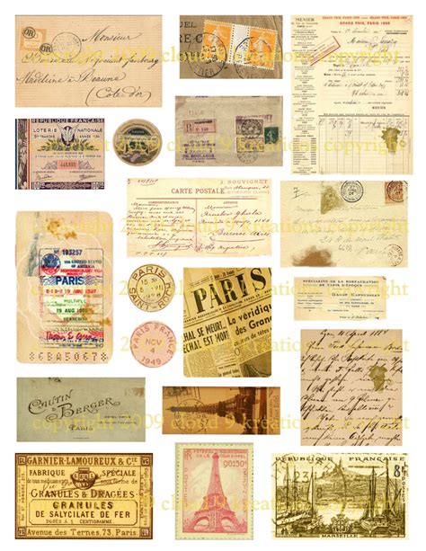 Vintage French Ephemera Digital Collage Sheet 2 By Cloud9kreations