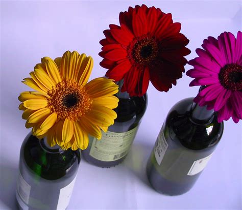 Some wine bottles have interesting labels. Make your own wine bottle centrepiece - Flower Press