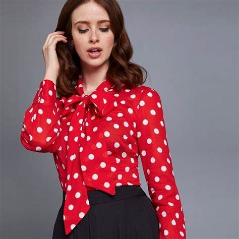 Steal The Spotlight In This Bright Polka Dot Blouse Blouses For