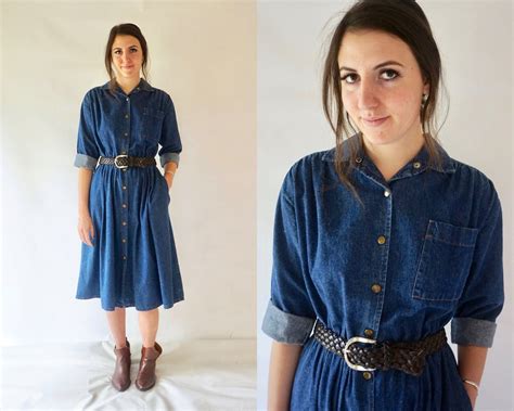 Reserved Vintage Denim Dress Womens 80s Country Etsy Vintage