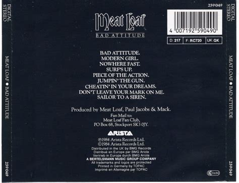 Classic Rock Covers Database Meat Loaf Bad Attitude 1984