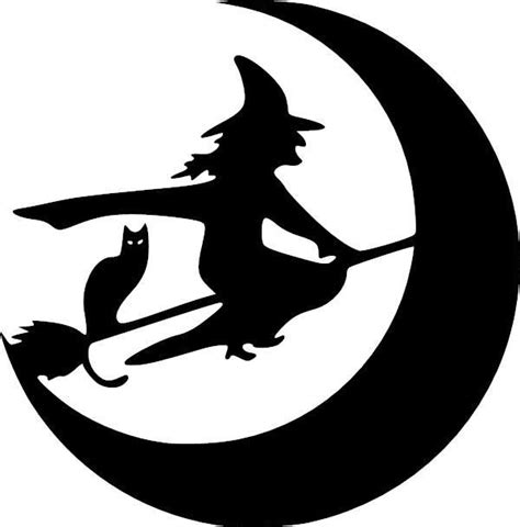 Witch Broom Moon Cat Halloween Vinyl Decal Vinyl Decal Witch