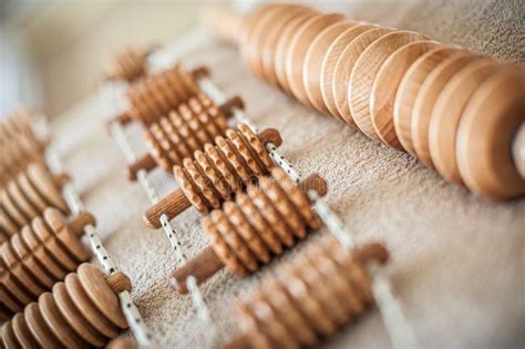 Set Of Wooden Rolling Pin For Maderotherapy Anti Cellulite Massage Stock Image Image Of