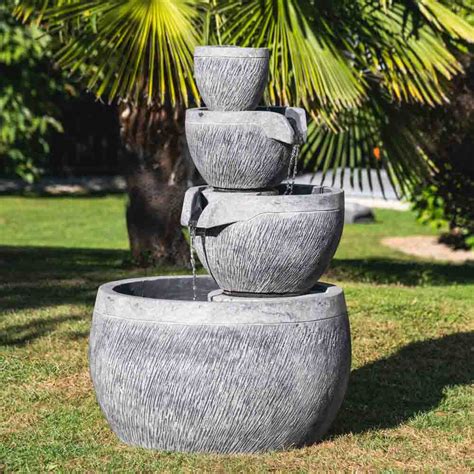 Hauteur de la fontaine 35,5 cm. Fontaine de jardin bassin rond 1.10m 4 coupes noire grise