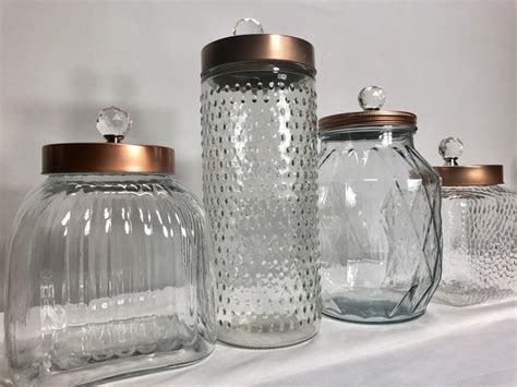 Clear Textured Glass Kitchen Canister Set X Large Calacity Etsy