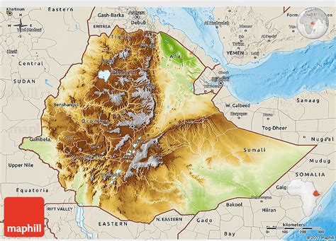 Physical 3d Map Of Ethiopia Shaded Relief Outside