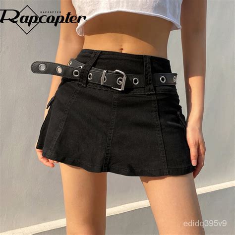 Jual Rapcopter Big Pocket Mini Skirt Y2k Zipper Short Skirt Harajuku