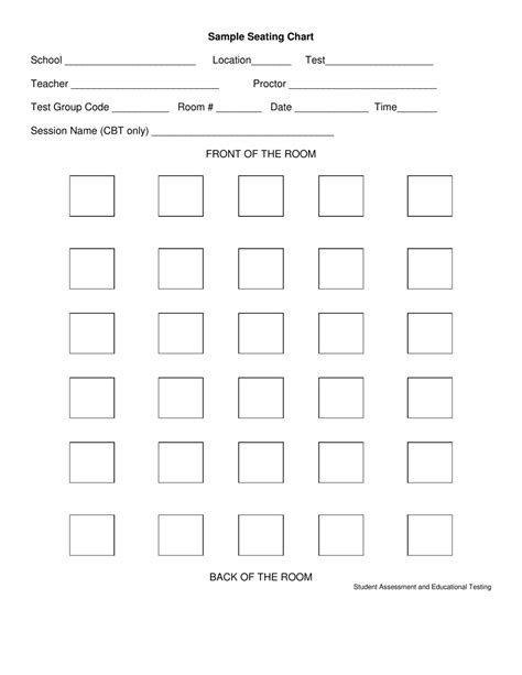 Classroom Seating Chart Template Student Assessment And Educational