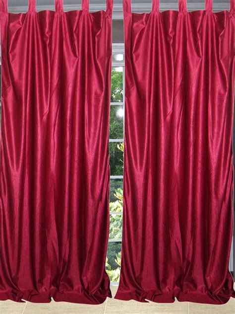 Mogul Maroon Curtains Tab Top Drape Panels Pair Window Treatment For