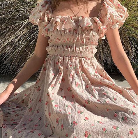 Puff Sleeve Floral Midi Dress Dresses Dainty Dress Cottagecore Fashion