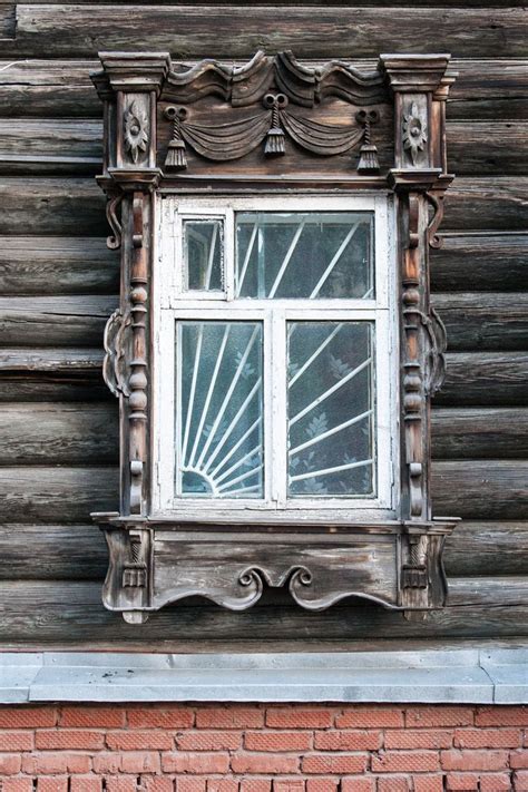 Decorative Carved Wood Window Frame Tomsk Russia Architectural