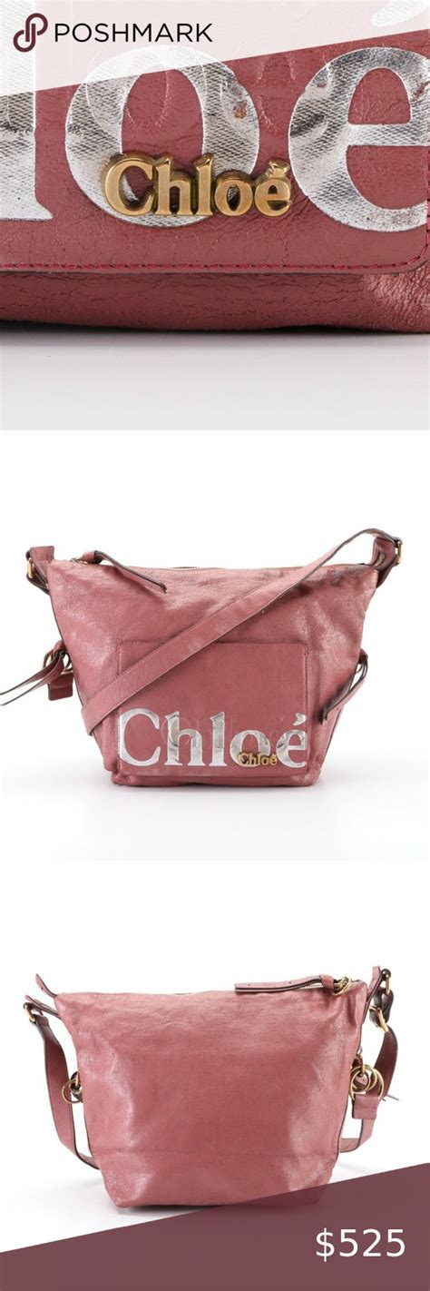 Chloé Eclipse Shoulder Bag In Dark Pink And Silver Metallic Coated
