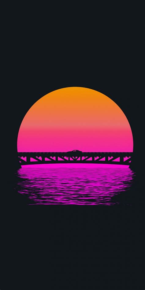 Download 1080x2160 Wallpaper Sunset Lake Bridge Minimal Honor 7x