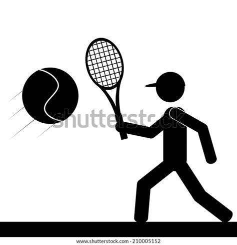 Vector De Stock Libre De Regalías Sobre Man Playing Tennis Stick