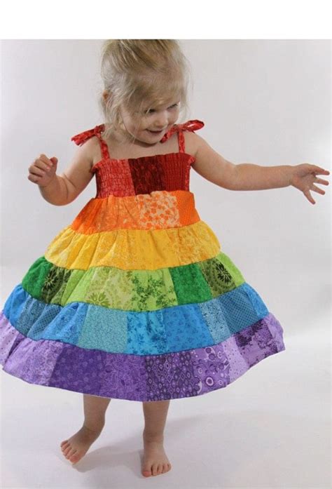 Rainbow Dress Toddlergirls Patchwork Smocked Twirl Sundress