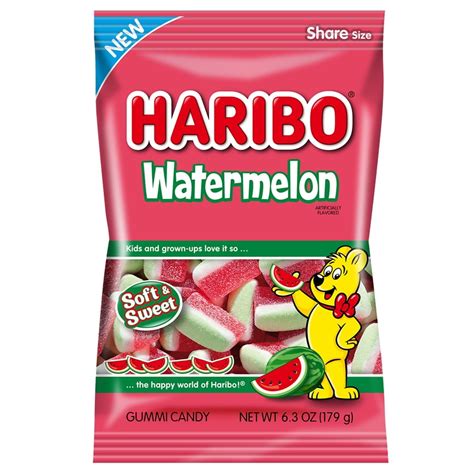 Haribo Watermelon Gummi Candy Pack Of 1 63oz Peg Bag