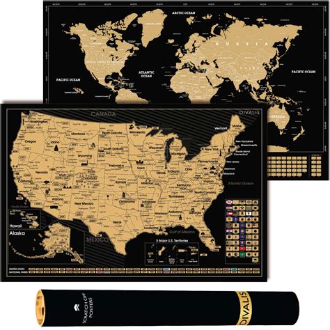 Buy 2 In 1 T Set Scratch Off World Map And Scratch Off Us Map