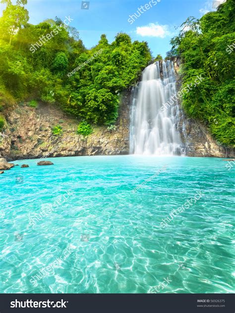 Beautiful Dambri Waterfall Tropical Forest Vietnam Stock
