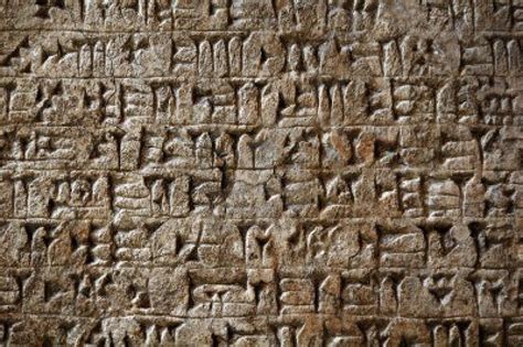 Ancient Sumerian Cuneiform Writing Engraved In A Stone Ancient