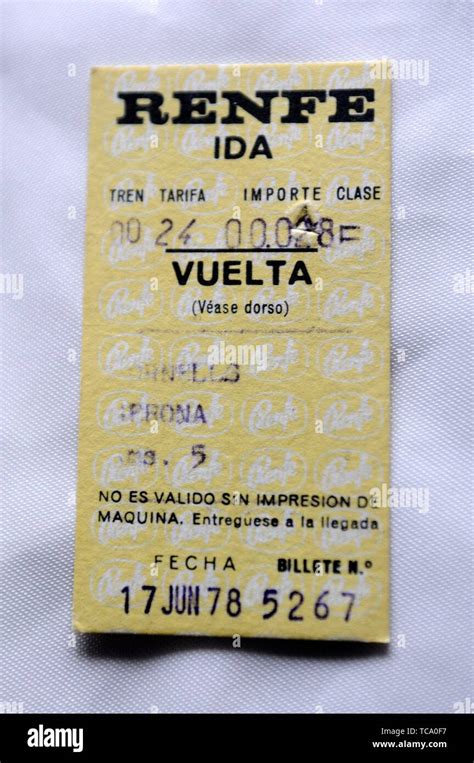 Renfe Train Ticket 1978 Spain Stock Photo Alamy