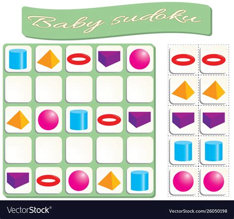 Sudoku For Kids With Colorful Geometric Figures Vector Image
