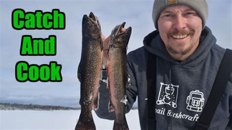 Catch And Cook Brook Trout Through The Ice Youtube