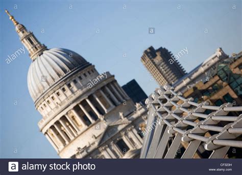 The Millennium Bridge And St Pauls Cathedral In London Stock Photo Alamy