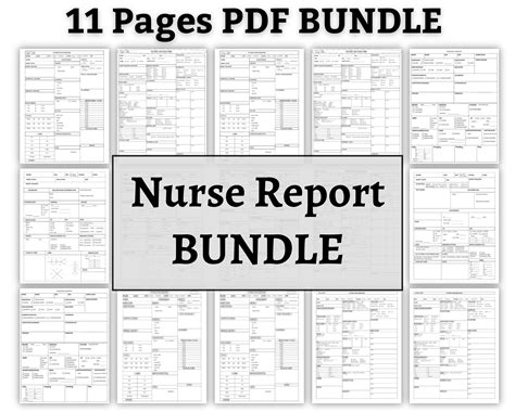 Nurse Report Bundle Printable 11 Pages Nursing Brain Icu Etsy